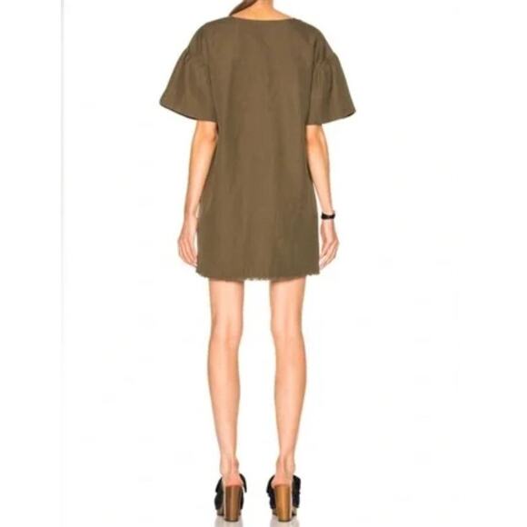 Ulla Johnson Marcelle Mini Dress US 2 Olive Green Tunic Cotton Linen Boho - Picture 3 of 11